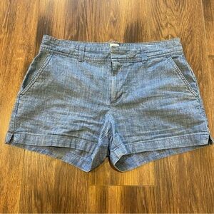 Gap cotton shorts size 4 high rise tailored fit blue chambray 3 inch inseam